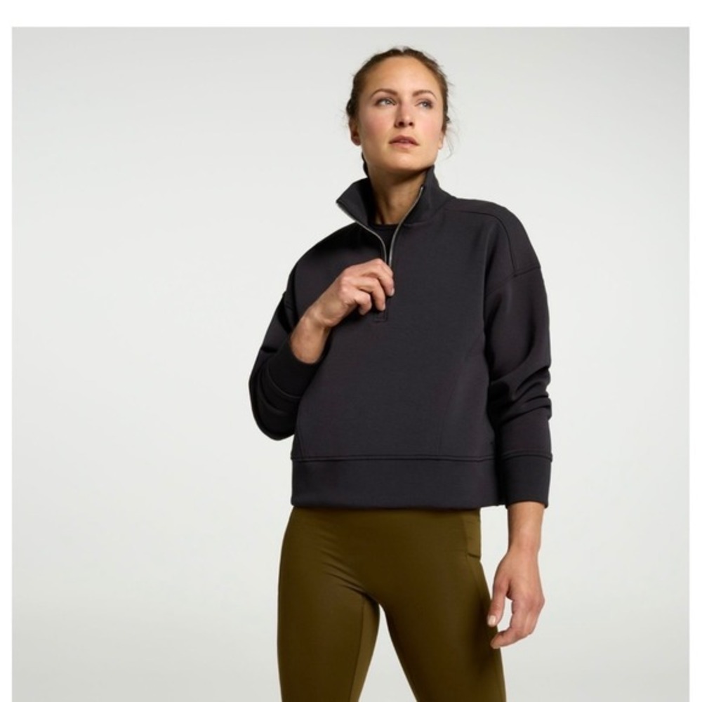 New CALIA by Carrie Underwood Womens Soft Scuba 1/4‎ Zip Pullover Pure Black XXL